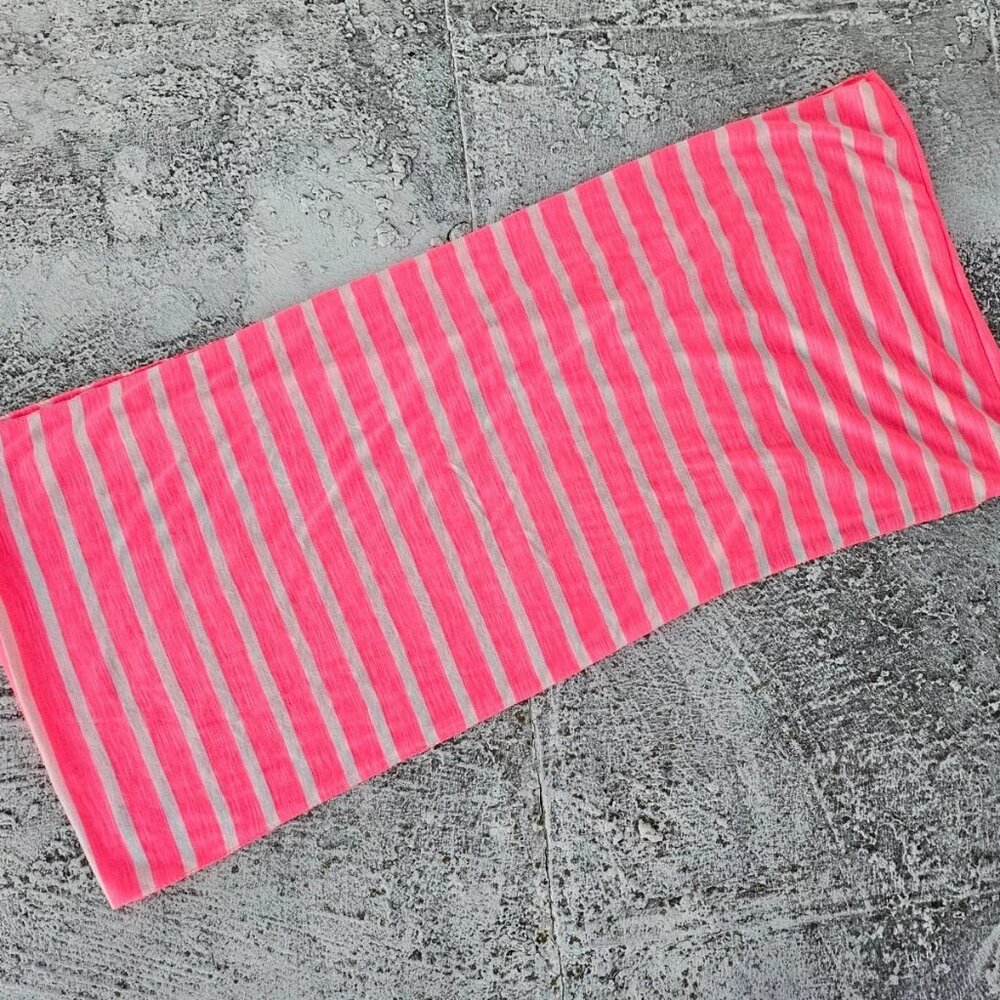 Chic 2 Women Scarf Pink/White Striped Round Scarf Infinity Scarf